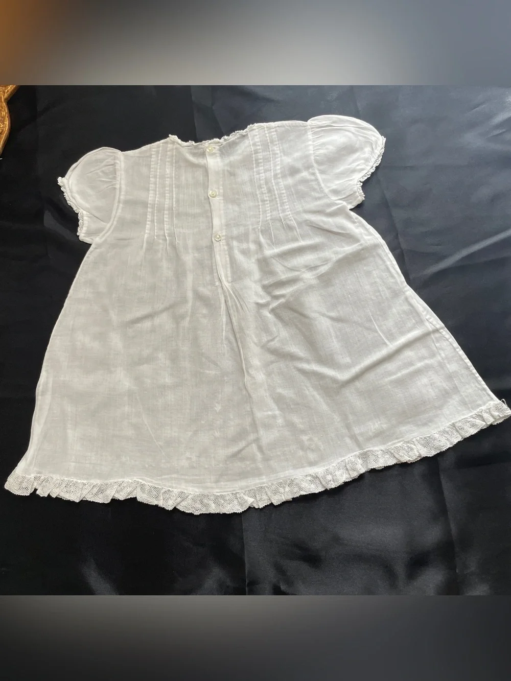 Vintage Baby Dress 1T Christening Baptism Flower Girl White Lace Hand Embroidery